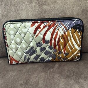 Vera Bradley Quilted Accordion Wallet in Painted Feathers Print